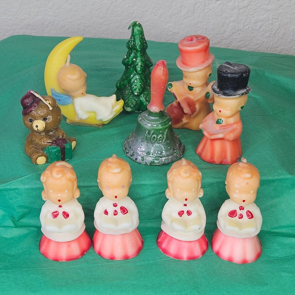Lot of 9 Vintage Gurley Christmas Novelty Candles